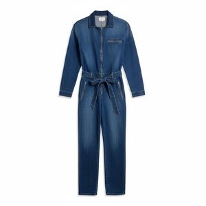 FRAME Denim Jumpsuit Belted Stretch Utility Blue Sample 27” Inseam Size S/M